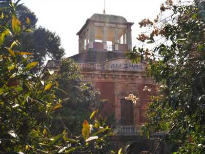 Alcune delle ville di Santo Spirito. Villa Serafina-Spinelli, immersa in un parco dove gli alberi di agrumi si alternano a metri di glicine che rivestono recinzione e pergolati